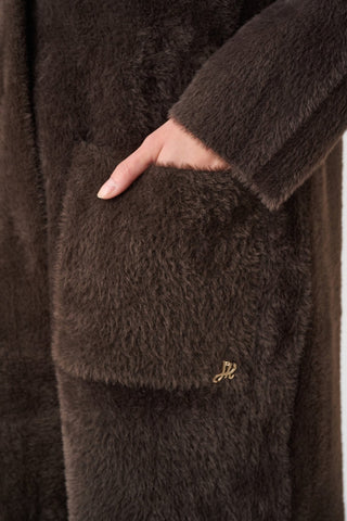 Joseph Ribkoff Feather Yarn Knit Coat Mocha - MMJs Fashion