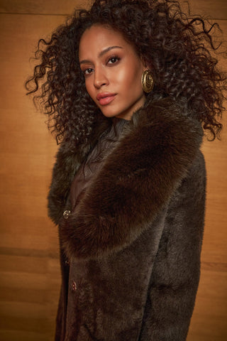 Joseph Ribkoff Feather Yarn Knit Coat Mocha - MMJs Fashion