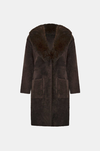 Joseph Ribkoff Feather Yarn Knit Coat Mocha - MMJs Fashion