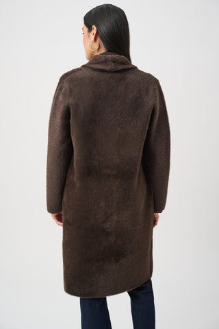 Joseph Ribkoff Feather Yarn Knit Coat Mocha - MMJs Fashion
