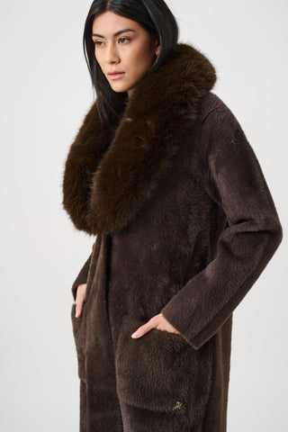 Joseph Ribkoff Feather Yarn Knit Coat Mocha - MMJs Fashion