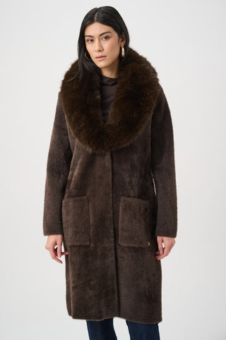 Joseph Ribkoff Feather Yarn Knit Coat Mocha - MMJs Fashion