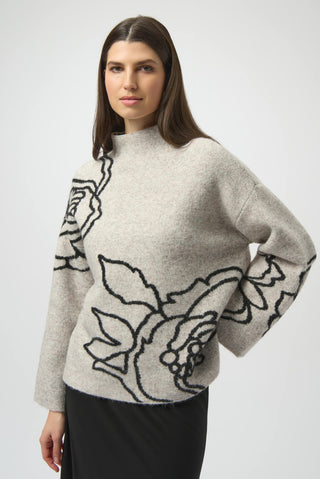 Joseph Ribkoff Floral Pattern Jumper Beige Black - MMJs Fashion
