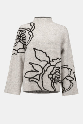 Joseph Ribkoff Floral Pattern Jumper Beige Black - MMJs Fashion