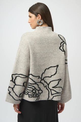 Joseph Ribkoff Floral Pattern Jumper Beige Black - MMJs Fashion