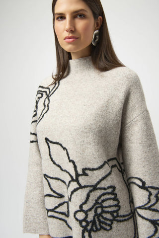 Joseph Ribkoff Floral Pattern Jumper Beige Black - MMJs Fashion