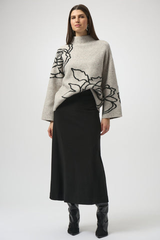Joseph Ribkoff Floral Pattern Jumper Beige Black - MMJs Fashion