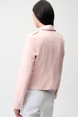 Joseph Ribkoff Foiled Faux Suede Fitted Jacket Pink - MMJs Fashion