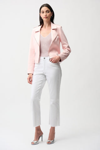 Joseph Ribkoff Foiled Faux Suede Fitted Jacket Pink - MMJs Fashion