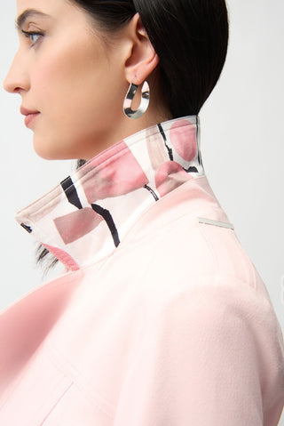 Joseph Ribkoff Foiled Faux Suede Fitted Jacket Pink - MMJs Fashion