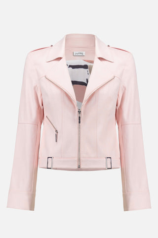 Joseph Ribkoff Foiled Faux Suede Fitted Jacket Pink - MMJs Fashion