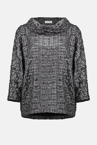 Joseph Ribkoff Foiled Jacquard Boxy Top Silver Grey - MMJs Fashion