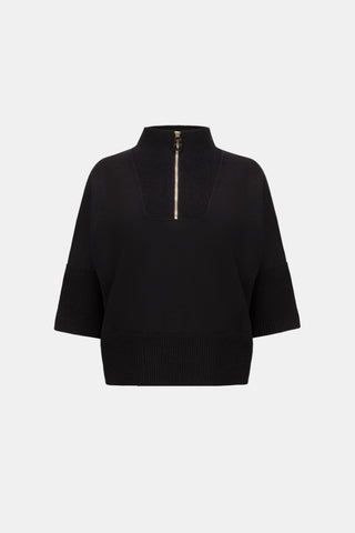 Joseph Ribkoff Funnel Zip Neck Jumper Black - MMJs Fashion