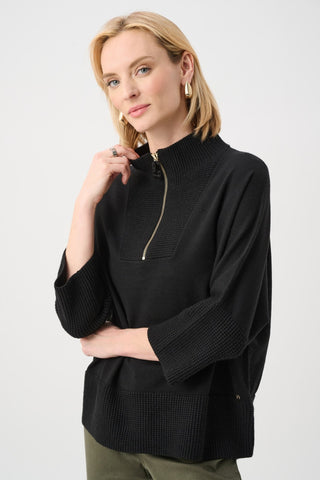 Joseph Ribkoff Funnel Zip Neck Jumper Black - MMJs Fashion