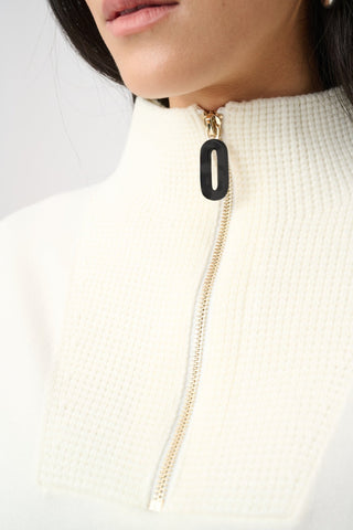 Joseph Ribkoff Funnel Zip Neck Jumper Ivory - MMJs Fashion