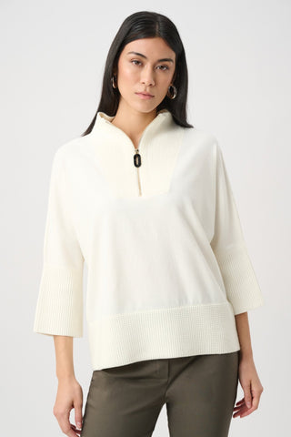 Joseph Ribkoff Funnel Zip Neck Jumper Ivory - MMJs Fashion