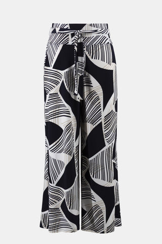 Joseph Ribkoff Geometric Print Wide Leg Trousers Navy - MMJs Fashion