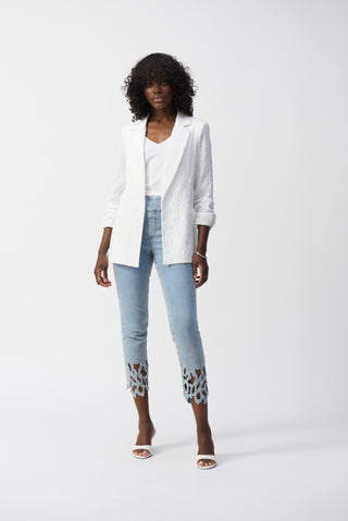 Joseph Ribkoff Jacquard Boxy Blazer White - MMJs Fashion