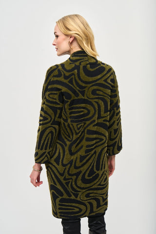 Joseph Ribkoff Jacquard Knit Cardigan Green Black - MMJs Fashion