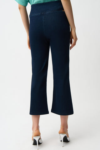 Joseph Ribkoff Knit Denim Cropped Flare Jeans Blue - MMJs Fashion