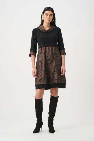 Joseph Ribkoff Memory & Silky Knit Cocoon Dress Brown Black - MMJs Fashion