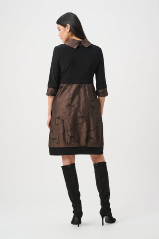 Joseph Ribkoff Memory & Silky Knit Cocoon Dress Brown Black - MMJs Fashion