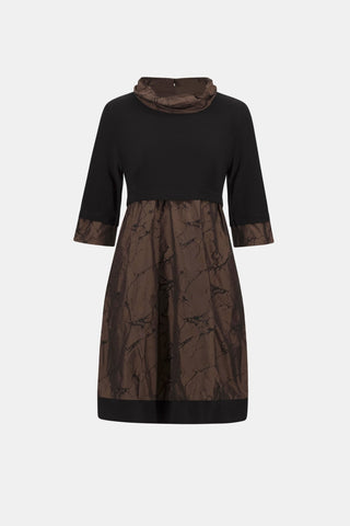 Joseph Ribkoff Memory & Silky Knit Cocoon Dress Brown Black - MMJs Fashion