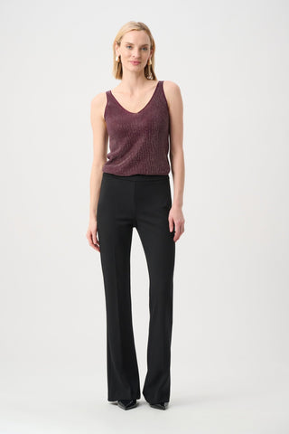 Joseph Ribkoff Metallic Knitted Camisole Top with Rhinestones Elderberry - MMJs Fashion