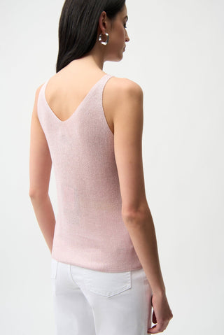 Joseph Ribkoff Metallic Knitted Camisole Top with Rhinestones Pink - MMJs Fashion