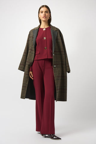 Joseph Ribkoff Plaid Double Faced Coat Beige Grey - MMJs Fashion