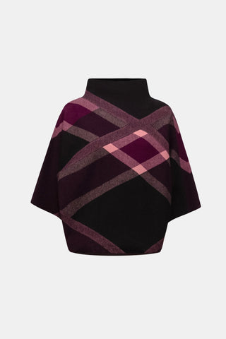 Joseph Ribkoff Plaid Funnel Neck Jumper Black Elderberry - MMJs Fashion