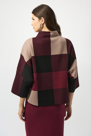 Joseph Ribkoff Plaid Jacquard Jumper Red Black - MMJs Fashion