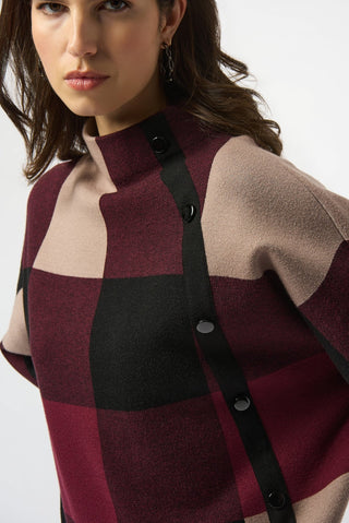 Joseph Ribkoff Plaid Jacquard Jumper Red Black - MMJs Fashion