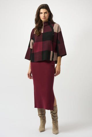 Joseph Ribkoff Plaid Jacquard Jumper Red Black - MMJs Fashion