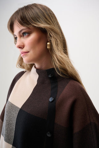 Joseph Ribkoff Plaid Print Boxy Jumper Brown Black - MMJs Fashion