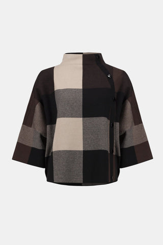 Joseph Ribkoff Plaid Print Boxy Jumper Brown Black - MMJs Fashion