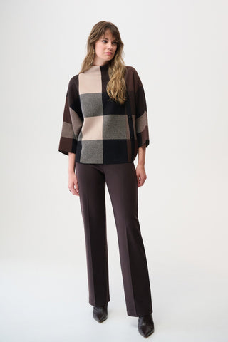 Joseph Ribkoff Plaid Print Boxy Jumper Brown Black - MMJs Fashion