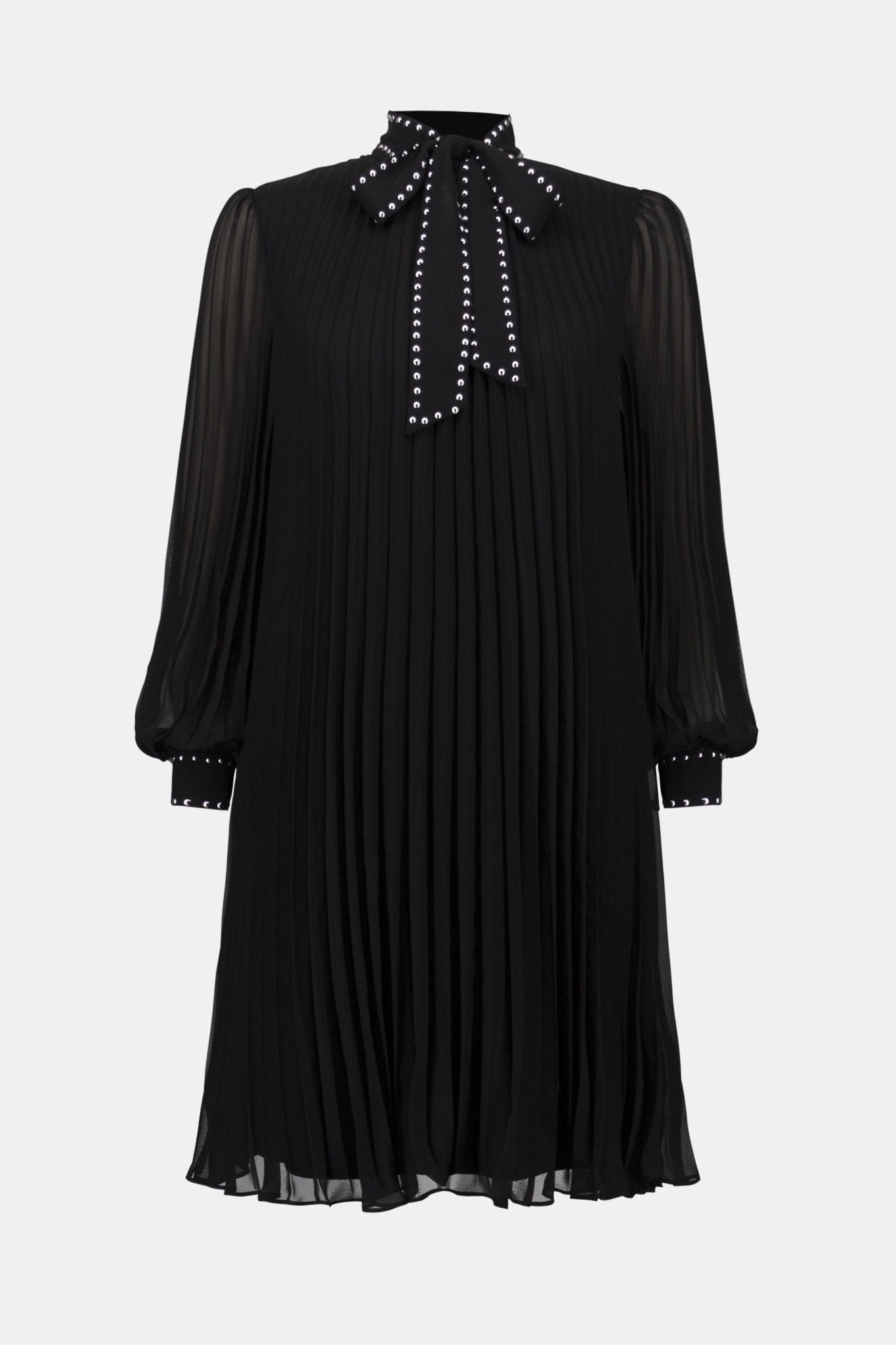 Joseph Ribkoff Pleated Chiffon A-Line Dress Black MMJs Fashion Joseph Ribkoff Pleated Chiffon A-Line Dress Black MMJs Fashion