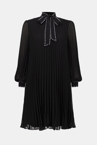 Joseph Ribkoff Pleated Chiffon A - Line Dress Black - MMJs Fashion
