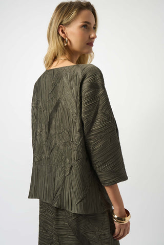 Joseph Ribkoff Pleated Satin Boxy Top Green - MMJs Fashion