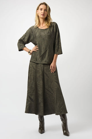 Joseph Ribkoff Pleated Satin Boxy Top Green - MMJs Fashion