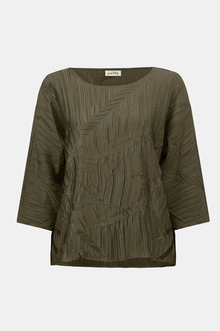 Joseph Ribkoff Pleated Satin Boxy Top Green - MMJs Fashion
