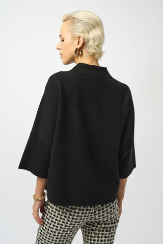 Joseph Ribkoff Polo Collar Boxy Jumper Black - MMJs Fashion