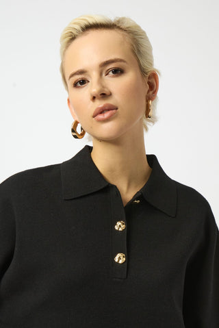 Joseph Ribkoff Polo Collar Boxy Jumper Black - MMJs Fashion