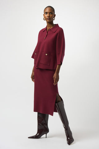 Joseph Ribkoff Polo Collar Boxy Jumper Red - MMJs Fashion