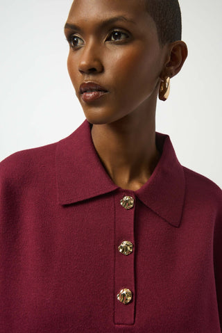 Joseph Ribkoff Polo Collar Boxy Jumper Red - MMJs Fashion