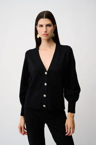 Joseph Ribkoff Puff Sleeve Cardigan Black - MMJs Fashion
