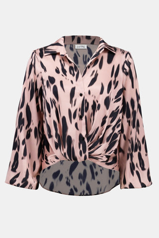 Joseph Ribkoff Satin Animal Print Blouse Pink - MMJs Fashion