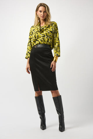 Joseph Ribkoff Satin Animal Print Top Green Black - MMJs Fashion