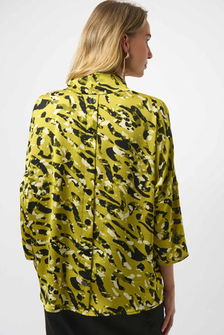 Joseph Ribkoff Satin Animal Print Top Green Black - MMJs Fashion